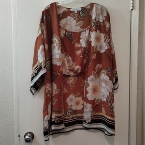Sweet Rain Kimono with Cropped Camisole Top  Floral Size XL